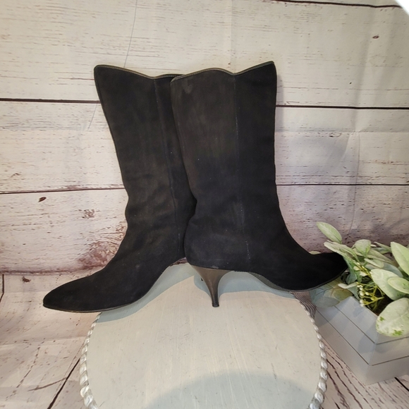 Kickerino Alaskan Black Suede Women's Kitten Heel Calf Boots Approx Size 8M - Picture 7 of 14